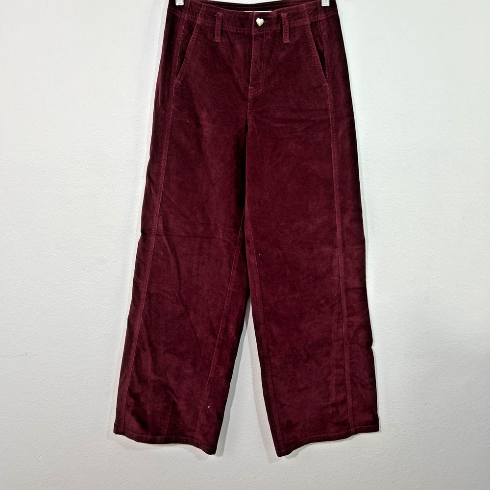 Celebrity Pink Pants Womens 5/27 Corduroy‎ Burgundy Baggy Wide Leg Y2K Retro